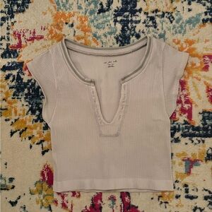 Gray Ribbed Women's Top